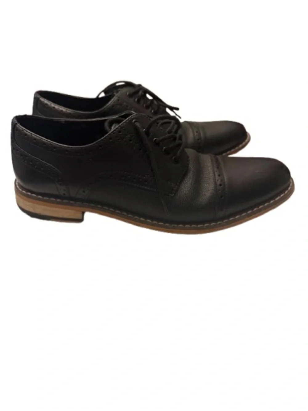 Bar III Parker Mens 9.5 Black Cap Toe Brogue Derby Dress Shoes